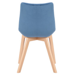 Chaise de salle à manger en velours Passaic bleu