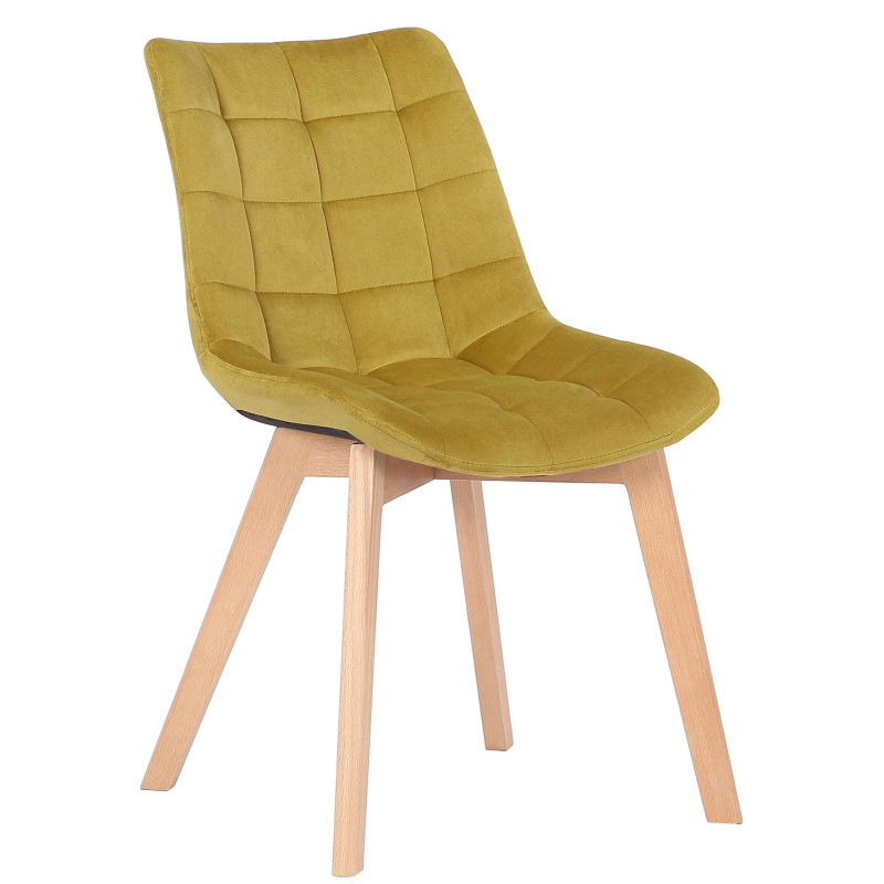 Chaise de salle à manger en velours Passaic jaune
