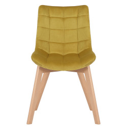 Chaise de salle à manger en velours Passaic jaune