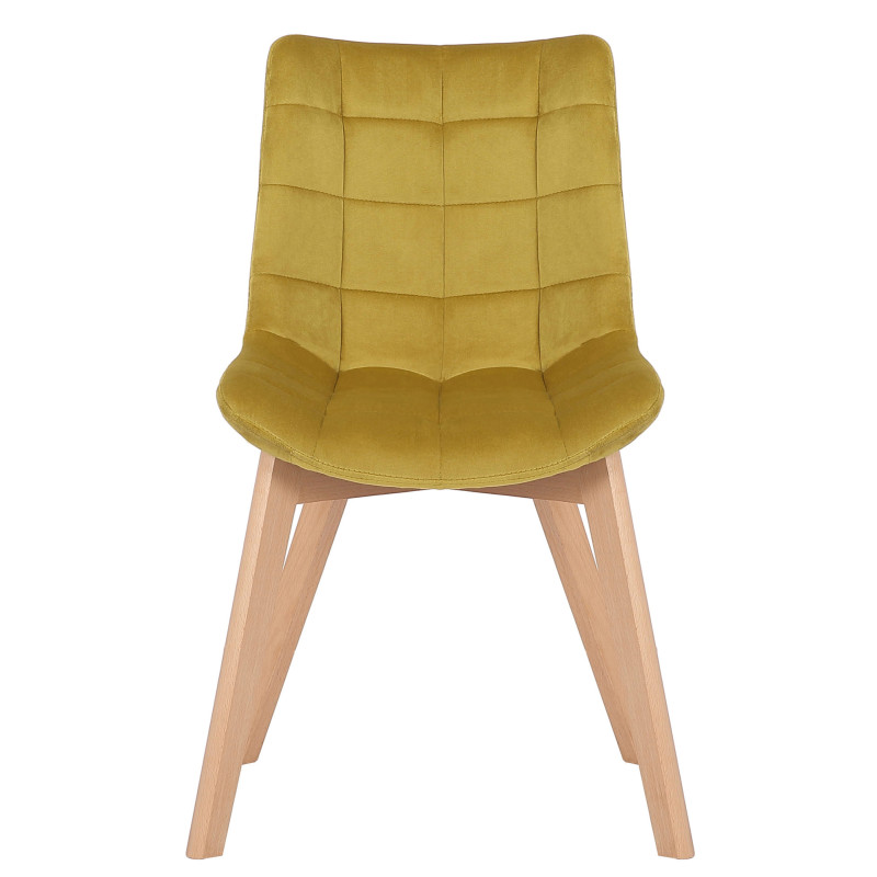 Chaise de salle à manger en velours Passaic jaune