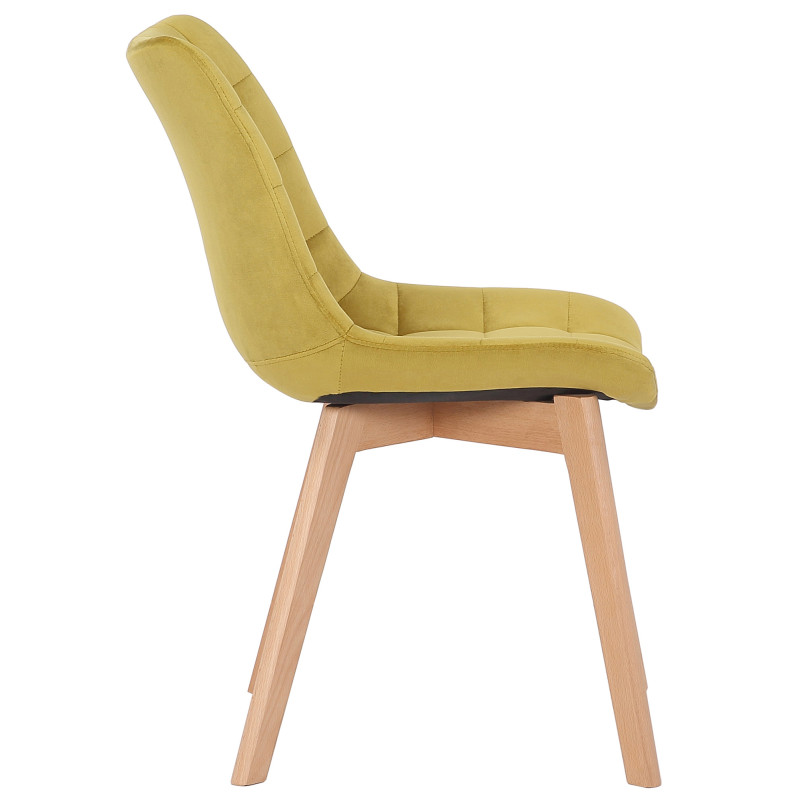 Chaise de salle à manger en velours Passaic jaune