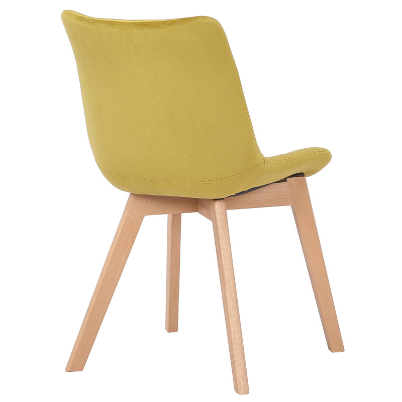 Chaise de salle à manger en velours Passaic jaune