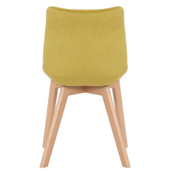 Chaise de salle à manger en velours Passaic jaune