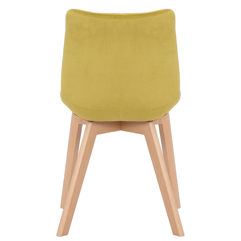 Chaise de salle à manger en velours Passaic jaune