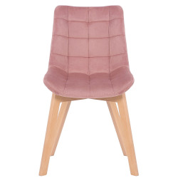 Chaise de salle à manger en velours Passaic rose