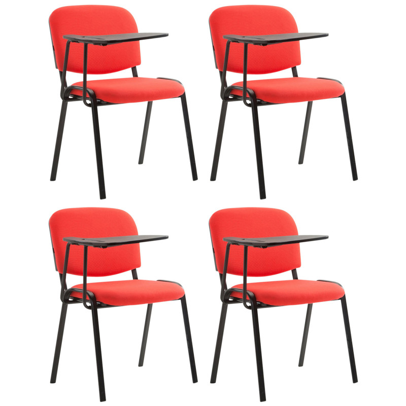 Lot de 4 chaises Ken avec table pliante, tissu rouge