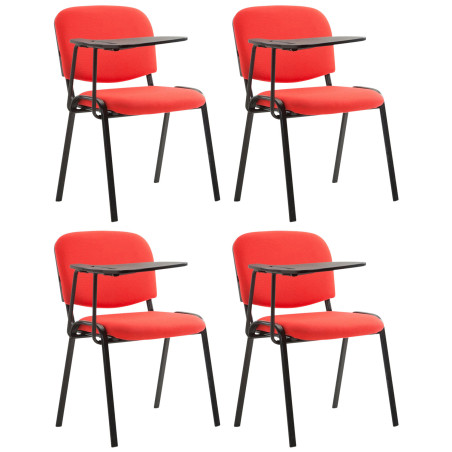 Lot de 4 chaises Ken avec table pliante, tissu rouge