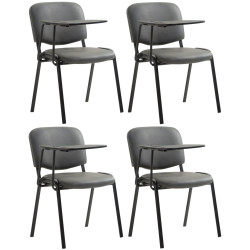 Lot de 4 chaises Ken avec table pliante, simili cuir gris