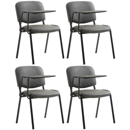 Set de 4 sillas confidente Ken con mesa extensible para escritura Gris