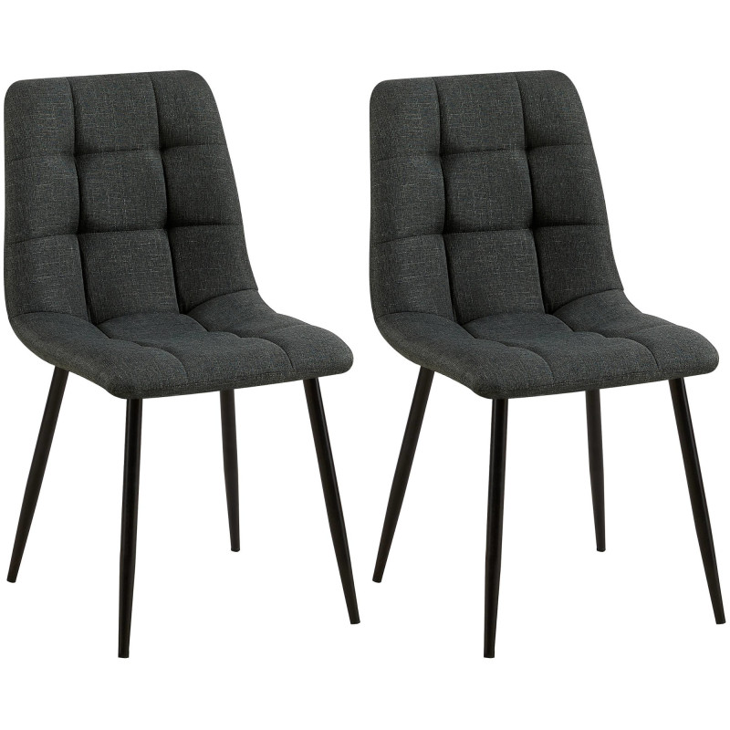 Lot de 2 chaises de salle à manger tissu Tilde gris foncé