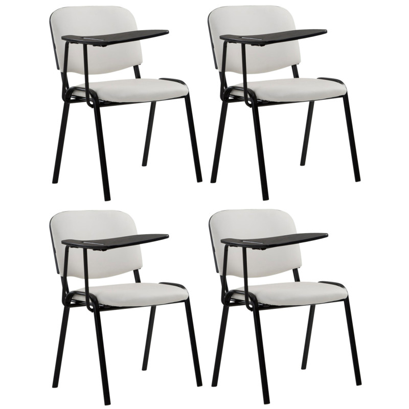 Lot de 4 chaises Ken avec table pliante, simili cuir blanc
