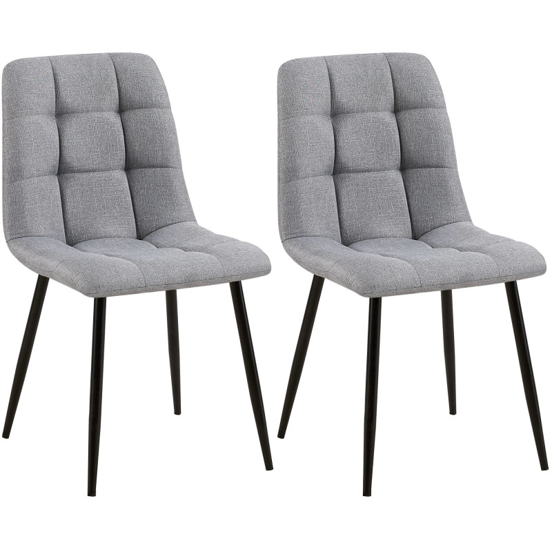 Lot de 2 chaises de salle à manger tissu Tilde gris