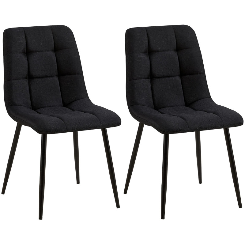 Lot de 2 chaises de salle à manger tissu Tilde noir