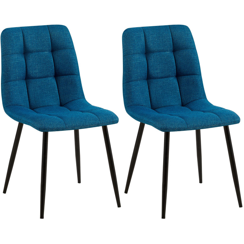 Lot de 2 chaises de salle à manger tissu Tilde bleu