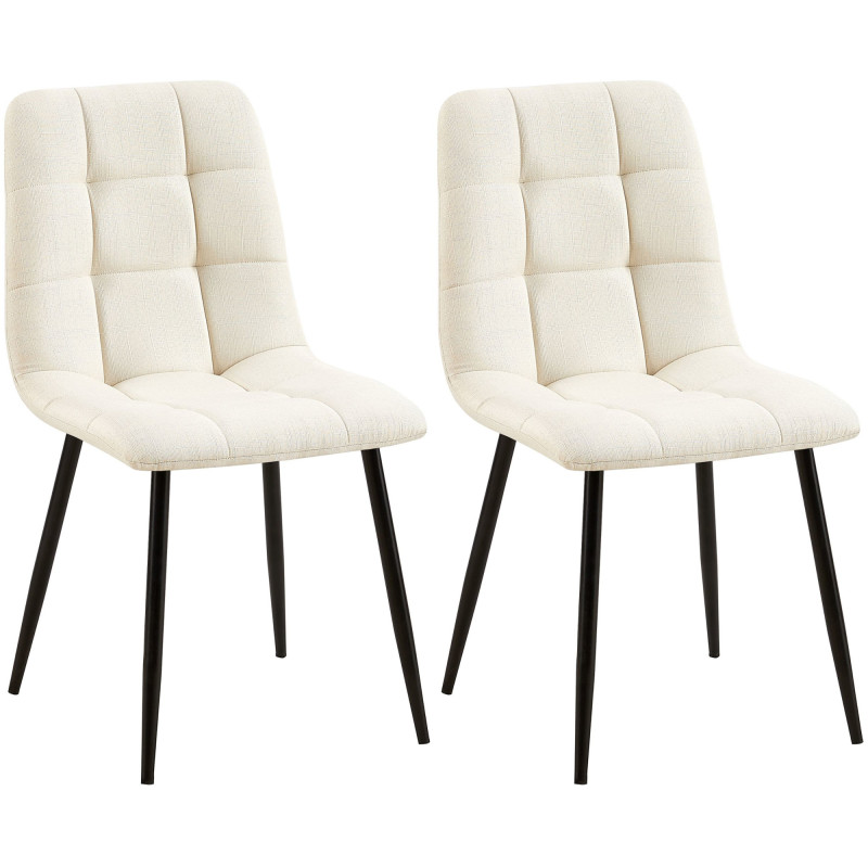 Lot de 2 chaises de salle à manger tissu Tilde crème