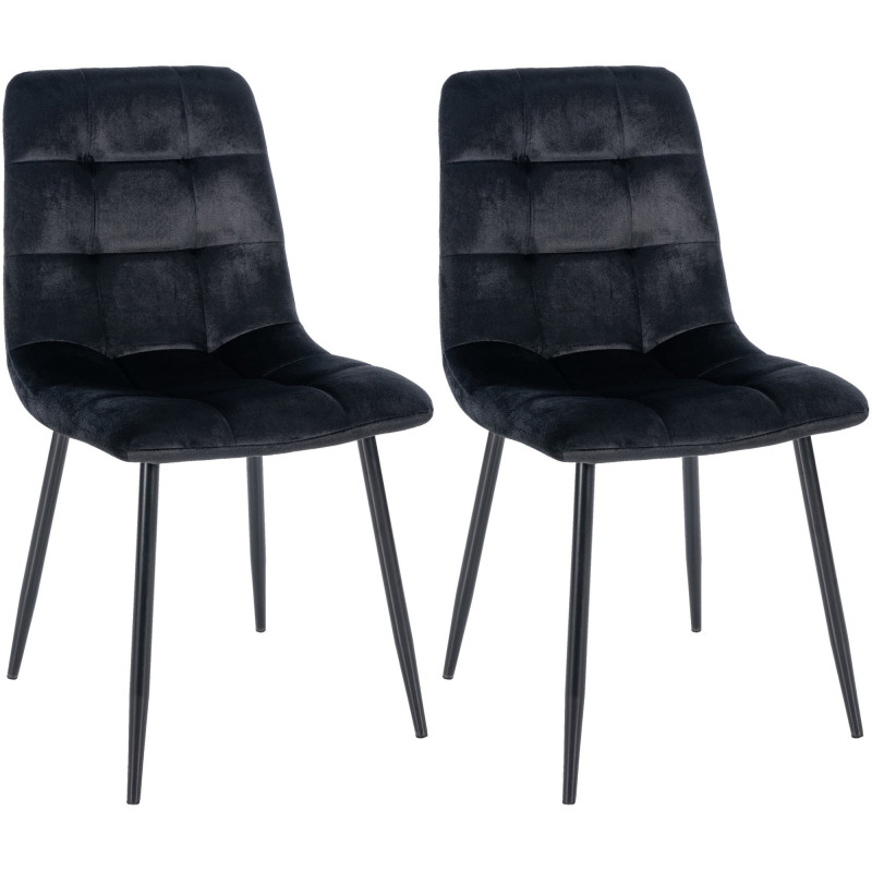 Lot de 2 chaises de salle à manger Tilde velours noir