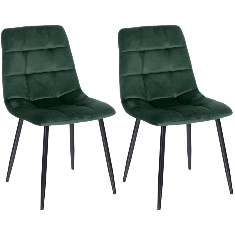 Lot de 2 chaises de salle à manger Tilde velours vert