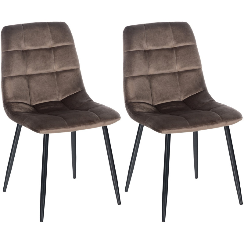 Lot de 2 chaises de salle à manger Tilde velours brun