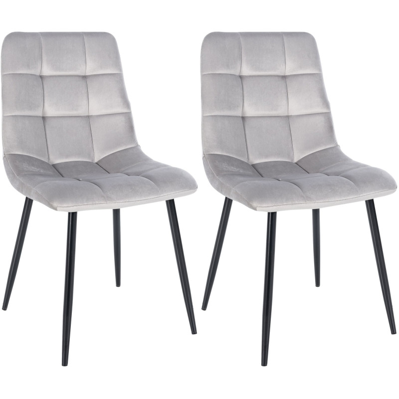 Lot de 2 chaises de salle à manger Tilde velours gris
