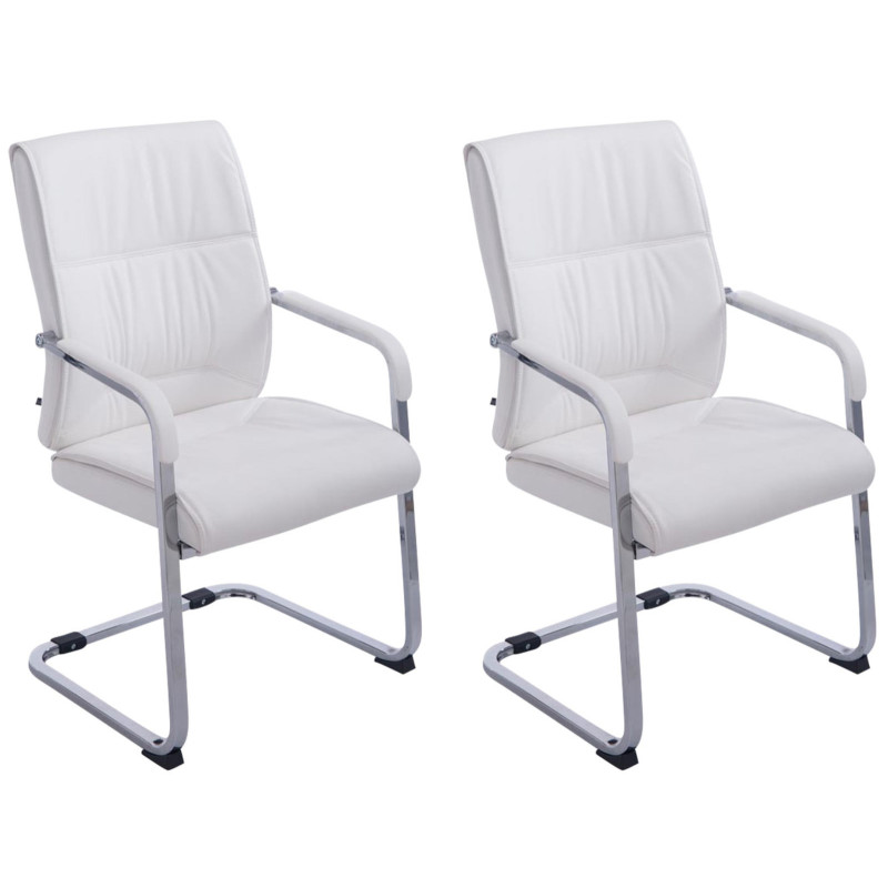 Set di 2 sedie a sbalzo XXL Anubis in similpelle bianco