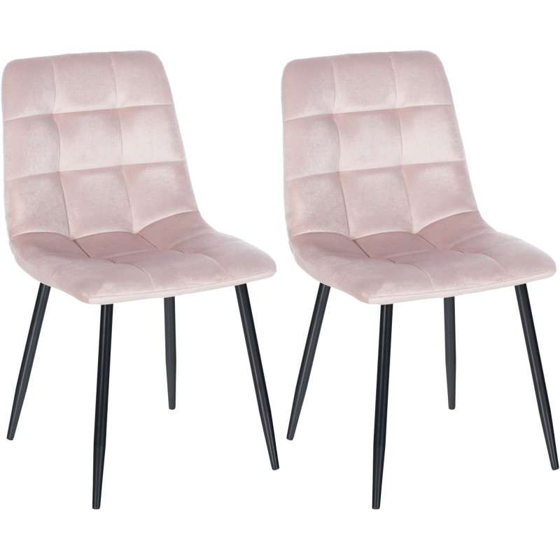 Lot de 2 chaises de salle à manger Tilde velours rose