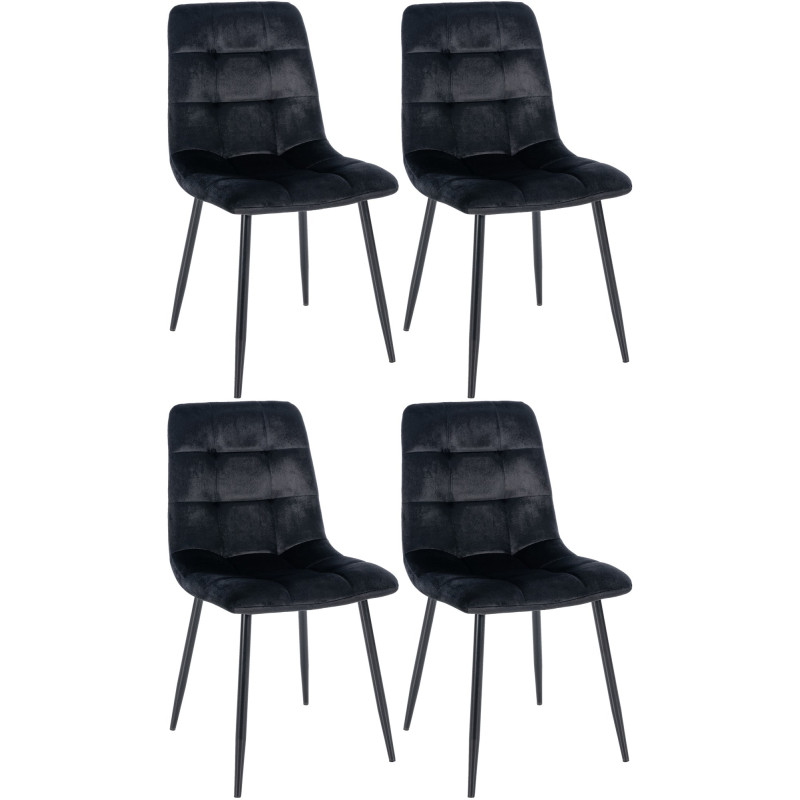 Lot de 4 chaises de salle à manger Tilde velours noir