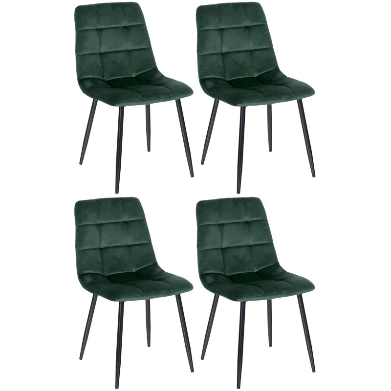 Lot de 4 chaises de salle à manger Tilde velours vert