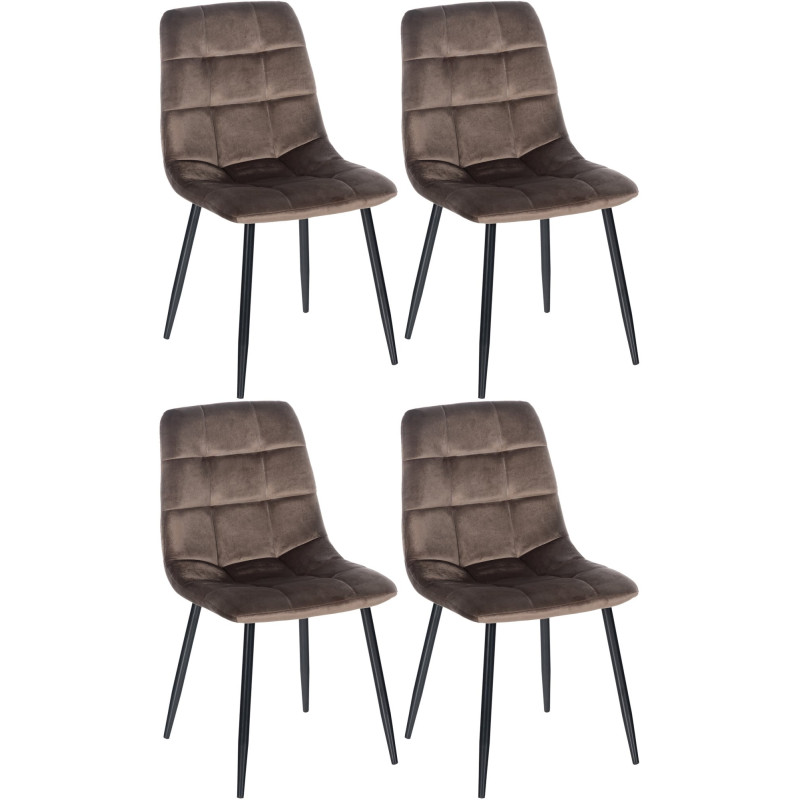 Lot de 4 chaises de salle à manger Tilde velours brun