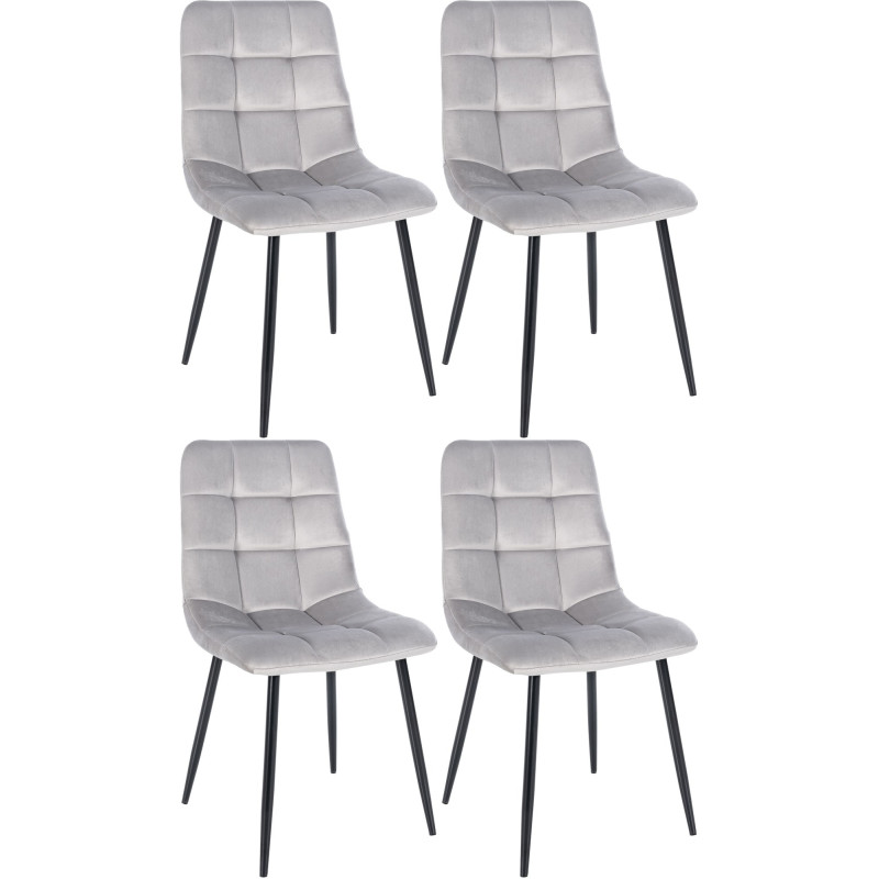 Lot de 4 chaises de salle à manger Tilde velours gris