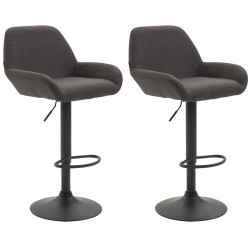 Lot de 2 tabourets de bar Braga tissu gris foncé