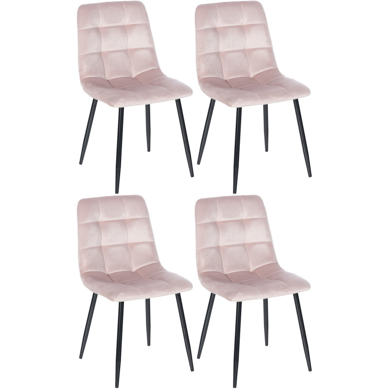 Lot de 4 chaises de salle à manger Tilde velours rose