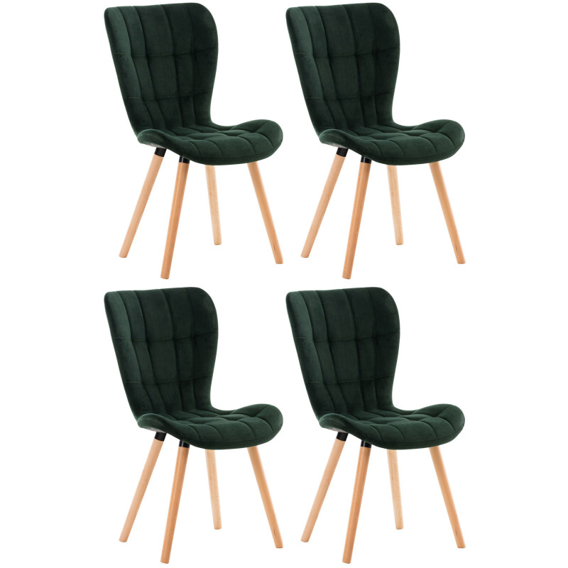 Lot de 4 chaises Elda en velours vert