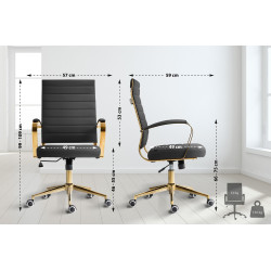 Fauteuil de bureau Havanna, simili cuir noir