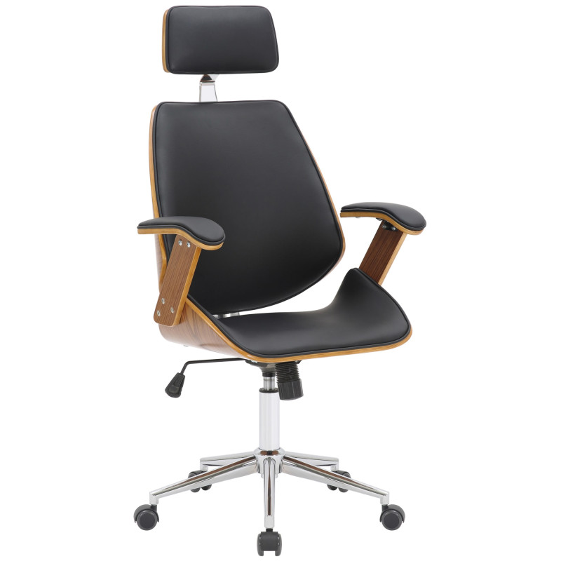 Fauteuil de bureau Chicago, cuir artificiel, noyer/noir