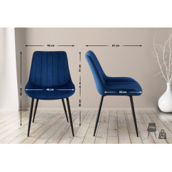 Chaise en velours Rahden bleu