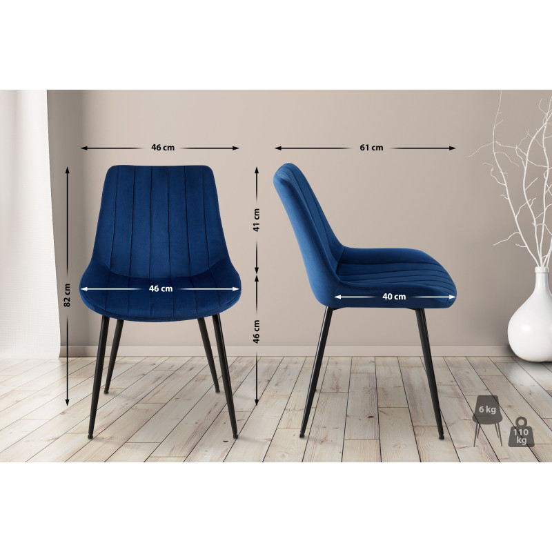 Chaise en velours Rahden bleu