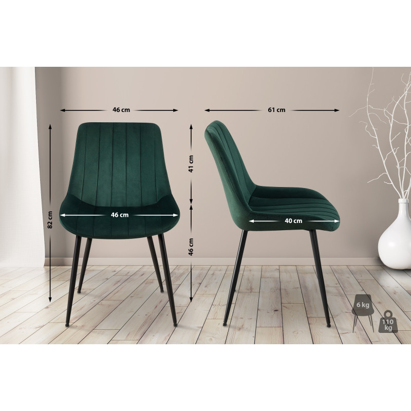 Chaise en velours Rahden vert