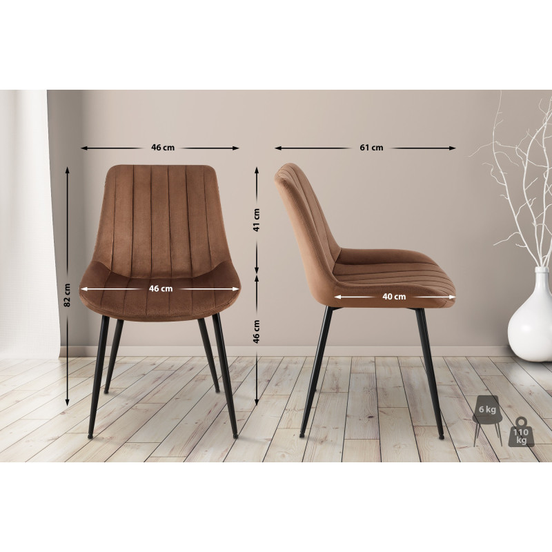 Chaise en velours Rahden brun