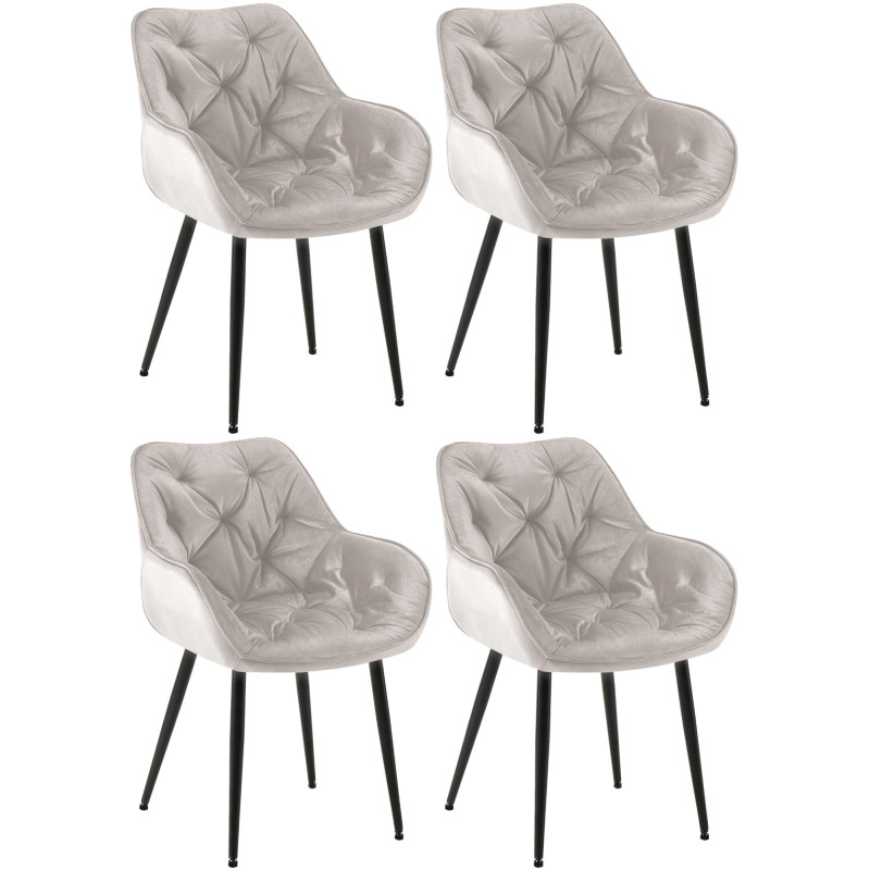 Lot de 4 chaises Tanna velours gris