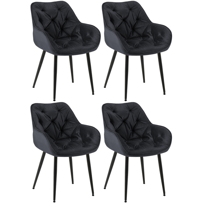 Lot de 4 chaises Tanna velours noir