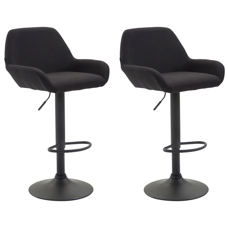 Lot de 2 tabourets de bar Braga tissu noir
