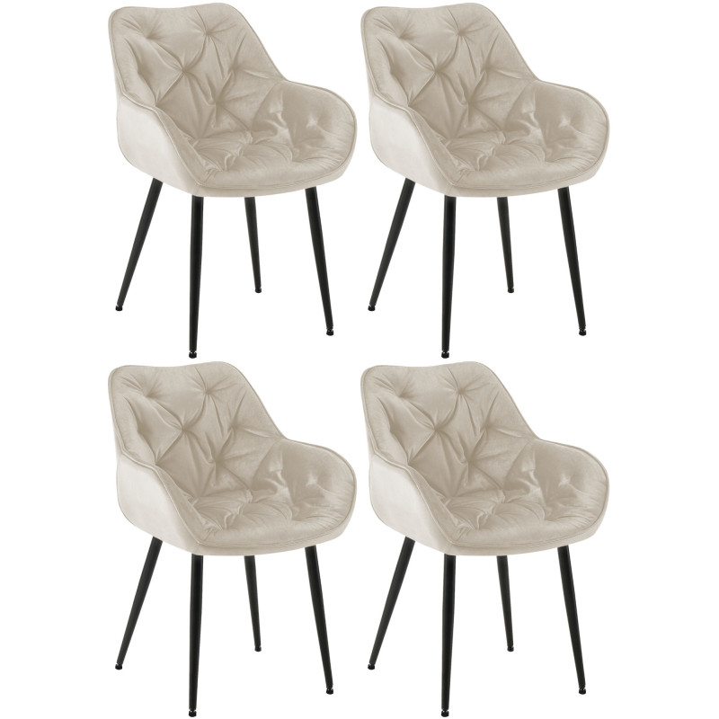 Lot de 4 chaises Tanna velours crème