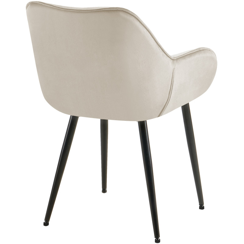 Lot de 4 chaises Tanna velours crème