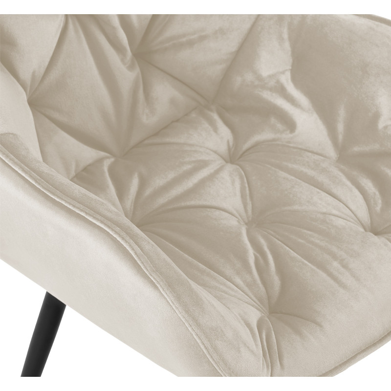 Lot de 4 chaises Tanna velours crème