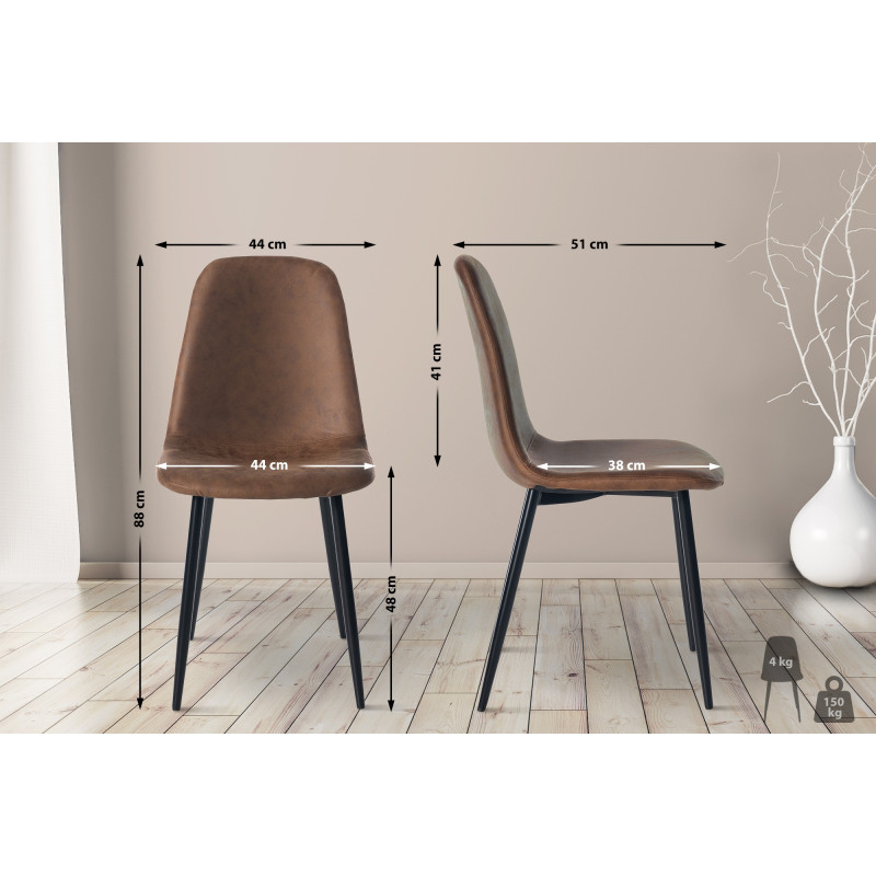 Lot de 4 chaises de salle à manger Napier simili cuir brun