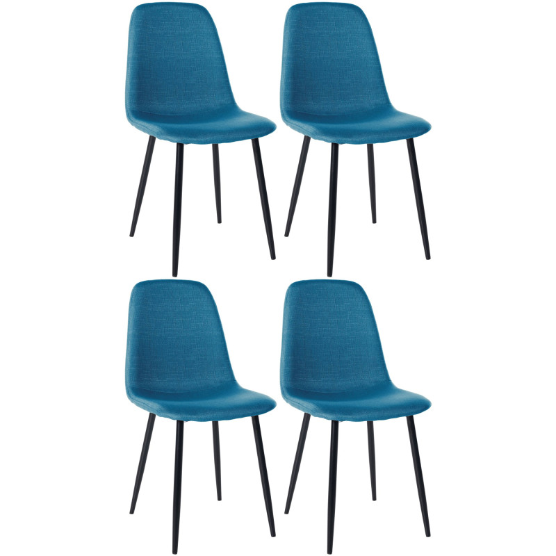 Lot de 4 chaises de salle à manger tissu Napier bleu
