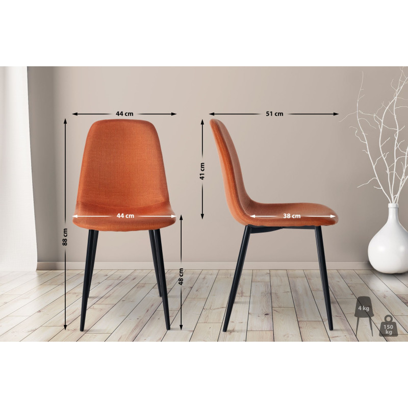 Lot de 4 chaises de salle à manger tissu Napier orange