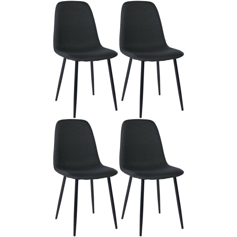 Lot de 4 chaises de salle à manger tissu Napier noir