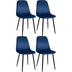 Lot de 4 chaises de salle à manger en velours Napier bleu