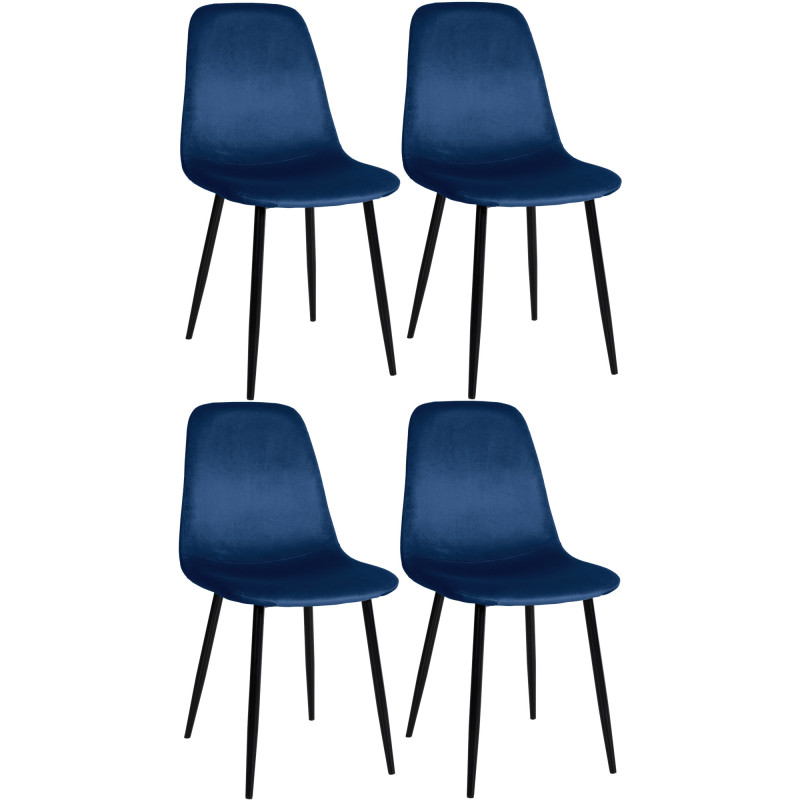 Lot de 4 chaises de salle à manger en velours Napier bleu